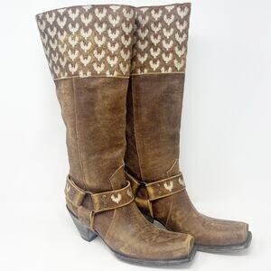 Old Gringo Rosa Pajaros Brown Suede Eagle Boots